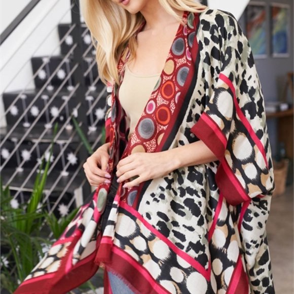 BOHO DOLLZ Multi Print kimono - Picture 7 of 10